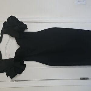 Chic Black Ruffle Sleeve On Or Off Shoulders Maxi Dress